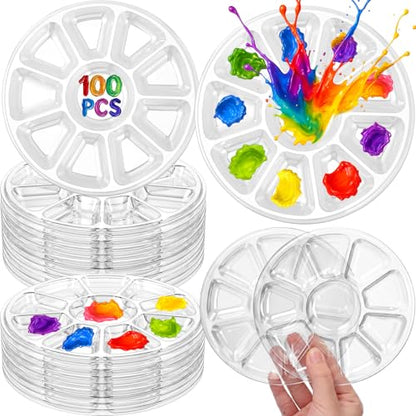 100 Pcs Large Clear Paint Tray Palette, Round Petals - style: Round Petals
