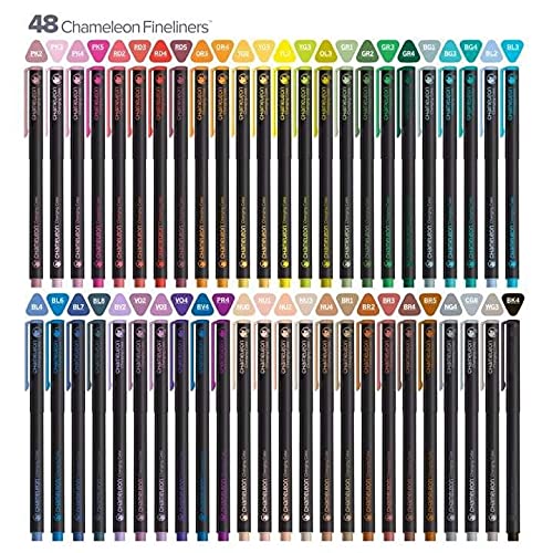 Chameleon, Fineliner Pens, Coloring/Drawing Markers - Brilliant Colors, Set of 48