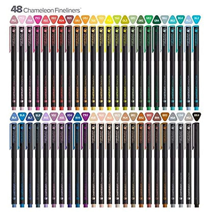 Chameleon, Fineliner Pens, Coloring/Drawing Markers - Brilliant Colors, Set of 48