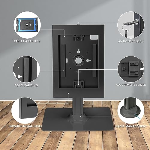 Mount-It! iPad Kiosk Stand, Anti-Theft Steel Countertop Enclosure, Black - color: Black