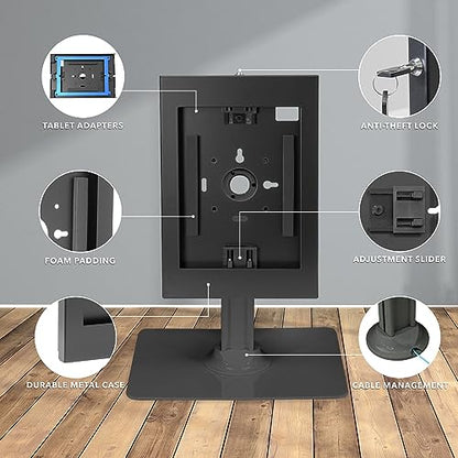 Mount-It! iPad Kiosk Stand, Anti-Theft Steel Countertop Enclosure, Black - color: Black