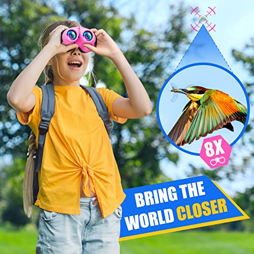 LET'S GO! Binocular for Kids, Compact High Resolution Shockproof Binoculars - color: Light pink