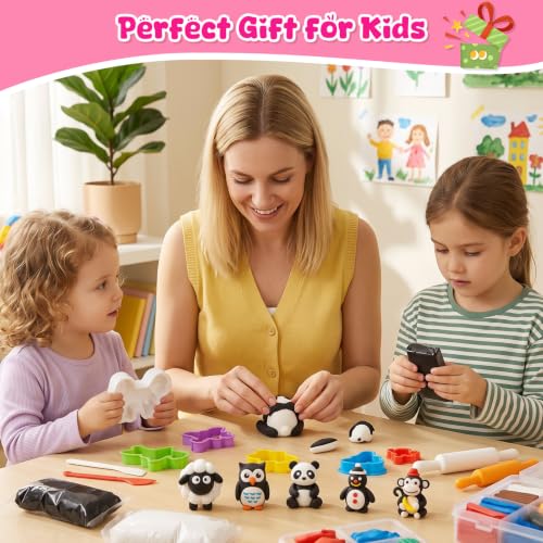 Winnerwhy 144 Pcs Total 76oz Air Dry Clay Soft Non-Toxic, White,Black - color: White,Black
