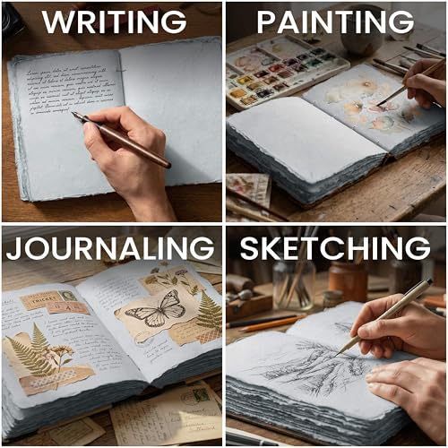 LEATHER VILLAGE Leather Journal Notebook Exposed Spine, Slate Grey 6x4. - color: Grey, size: 6 inches X 4 inches