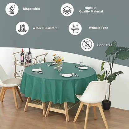 Evershine (12-Pack Heavy Duty Plastic Table Covers Tablecloth (Reusable) (Round 84", Hunter Green) - color: Hunter Green, size: 12 PACK Round 84"