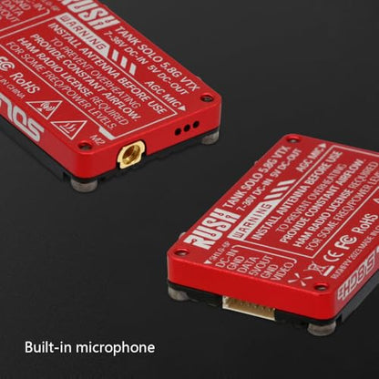Rush Solo Tank 5.8G VTX Video Transmitter CNC Shell 1.6W High Power Built-in Microphone Heat Dissipation Structure for RC FPV Long Range Fixed Wing Drone (48CH)