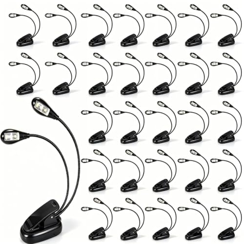 Music Stand Lights Clip On 30Pack,Dual Arm USB and AAA Battery Black - color: Black, size: 30Pack