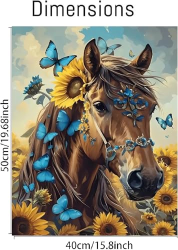 askkqtx Horse Paint by Numbers Kit for Adults Unframed 16x20 Inch - color: Flowers- MT22409