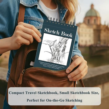 Fuxi Small Sketch Book, Spiral-Bound Sketchbook 5.5 x 8.5 2-Pack 200 Sheets - color: Aegean Blue