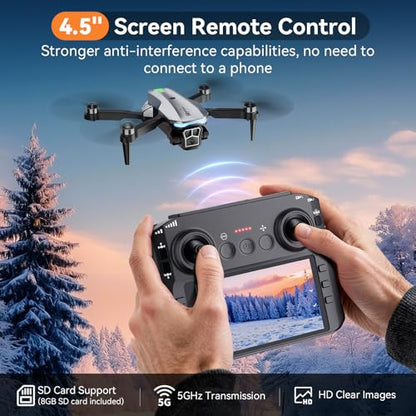 Drone with Camera for Adults, Brushless Quadcopter with Screen, 2 Batteries