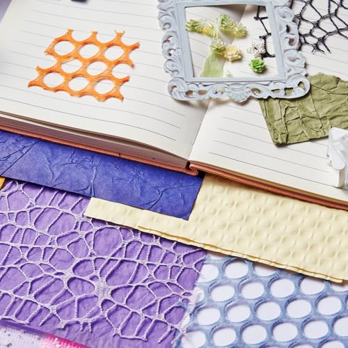 Scrapbook Supplies 208 Sheets Textured Scrapbooking Papers with Mesh Fabric - color: 8 Colors-5.9x4.7 Inch