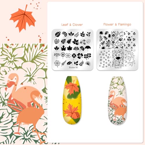 Biutee 16Pcs Nail Art Stamping Plates Silicone Stamper Scraper Storage Bag - color: 20PCS