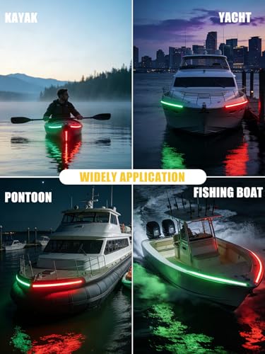 YM E-Bright Marine LED Navigation Light Strips, 12inch Red Green 12V 4PCS - color: 2 Pcs Green+2 Pcs Red, size: 12 inch
