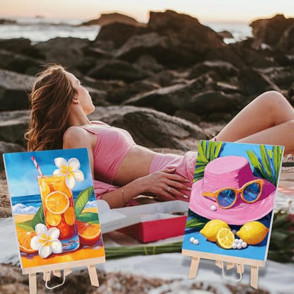 Dinifee 6 Pack Pre Drawn Canvas 8x10 Paint Kit for Adults, Colorful Hawaii - style: Colorful Hawaii