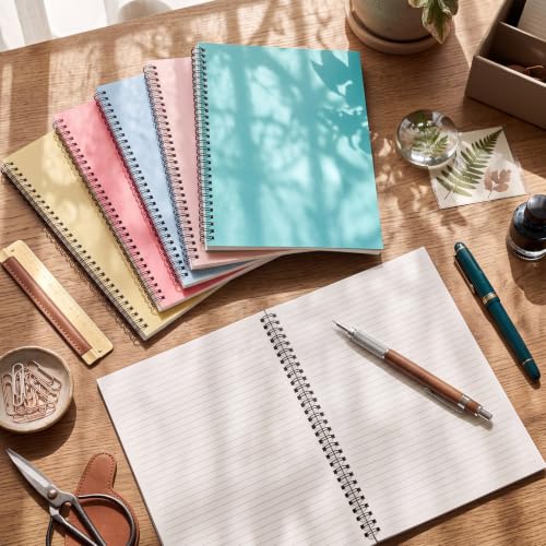 Fuutreo 6 Pack Spiral Notebook 10.5x7.45 Notebook,Artistic Color,Bright - color: Artistic Color