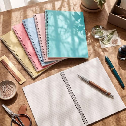 Fuutreo 6 Pack Spiral Notebook 10.5x7.45 Notebook,Artistic Color,Bright - color: Artistic Color