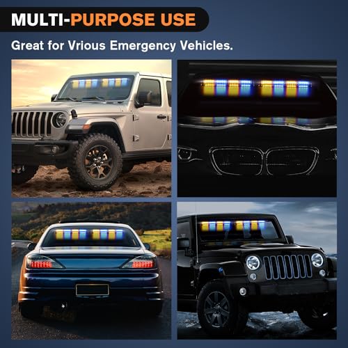 Nilight 32LED Amber Blue Emergency Dash Strobe Lights with Controller - color: Amber and Blue
