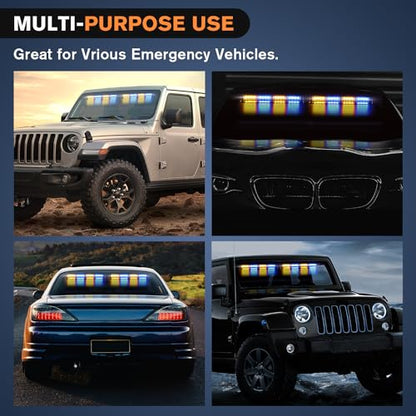 Nilight 32LED Amber Blue Emergency Dash Strobe Lights with Controller - color: Amber and Blue