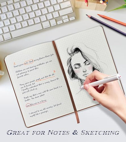 Biuwory Dotted Journal Notebook, 140 Dot Grid Pages, Medium 5.7"×8.3" - color: Black, size: Dotted-140 Pages (5.7"×8.3")