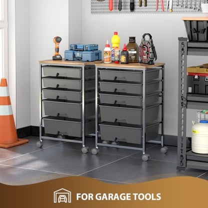 Goovilla Rolling Cart with 5 Drawers for Craft, Art, Dorm, Office, Black - size: Black