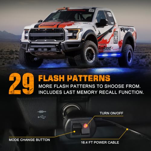 XRIDONSEN 2PCS 60 inch Blue White Emergency Lights Running Board Lights - color: Blue/White