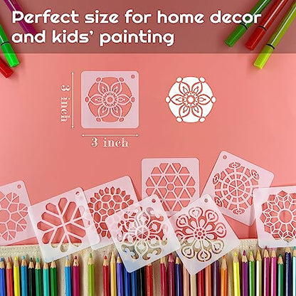 Mandala Stencils for Painting, 64 Pcs 3 Inch for Rocks Cards Crafts - color: Mandala