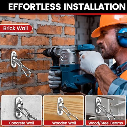 sprookber 304 Stainless Steel Pad Eye Snap Hook, M5 Ceiling Hook 500Lb,8Pcs - size: 2 Inch, style: Oval
