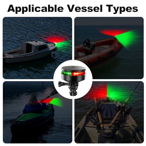 Kayak Navigation Lights,Battery Operated Boat Lights,Waterproof Portable Red and Green Dinghy Navigation Lights for Paddle Board,Sikff - color: Red&Green (Screw & Track & Adhesive Mount)