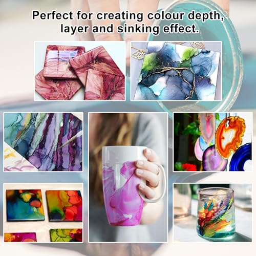 FansArriche Alcohol Inks for Resin, 16 Colors Alcohol Ink Set, 10 ml Each