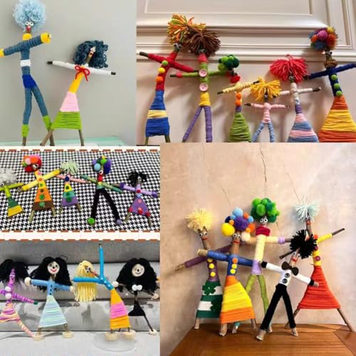 Qupace 5 Sets Wooden Doll DIY Craft Kits