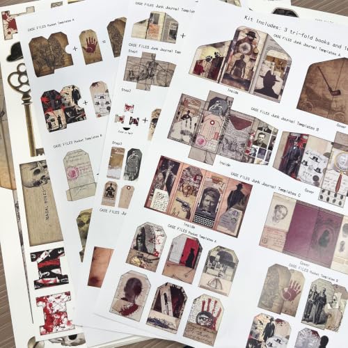 Junk Journal Kit Mystery Detective Ephemera Set for Crafts - color: Mystery_file