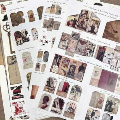 Junk Journal Kit Mystery Detective Ephemera Set for Crafts - color: Mystery_file