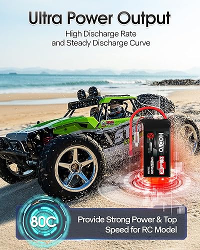 HOOVO 3S Lipo Battery, 80C 2200mAh 11.1V Shorty Lipo Battery Pack T Plug