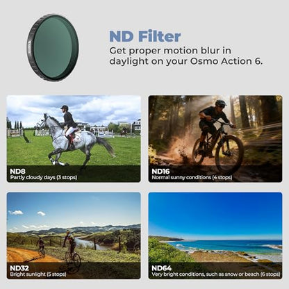 Freewell ND8, ND16, ND32, ND64 Standard Day Filter Set for Osmo Action 6 - style: Standard Day ND Kit