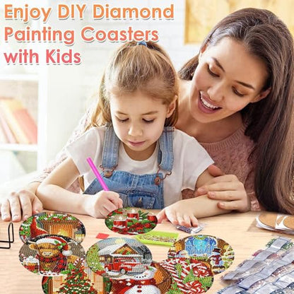 ijbnhd 8 Pack Christmas Diamond Art Coasters Kits with Holder4x4 inch - color: Christmas-2