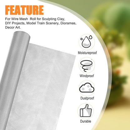 SOTEE Aluminum Wire Mesh Roll 15.7 Inch x 16.4 Foot for Sculpting Clay, Ideal for DIY Projects, Window Screen