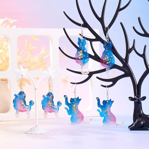 Elecrelive 2Pcs Animal Epoxy Resin Mold Cat Earring Pendant Silicone Molds - color: Clear-Cat