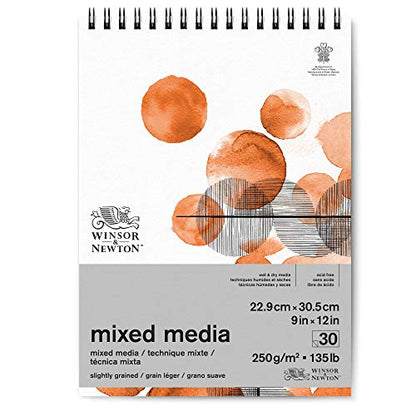Winsor & Newton Mixed Media Pad, 9" x 12", 30 Sheets, 250gsm, White - size: 9" x 12", style: Mixed Media Pad - White