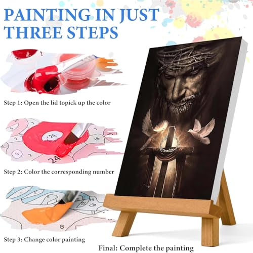 Jesus Paint by Numbers Kit for Adults Framed Canvas 12X16 in, Frameworkless - color: YH02812