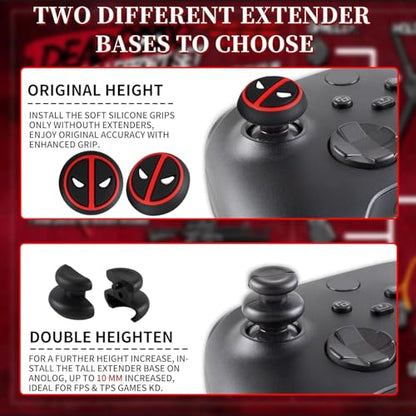 Silicone Skin Cover Sticker x 1 & Extender Grips x 2 for Xbox Series/One Controller Deapool