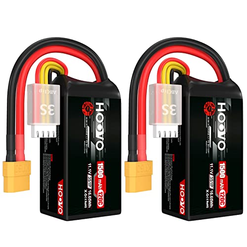 HOOVO 3S 120C 11.1V 1500mAh LiPo Battery with XT60 Plug(2 Pack)