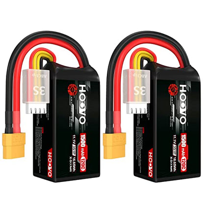 HOOVO 3S 120C 11.1V 1500mAh LiPo Battery with XT60 Plug(2 Pack)