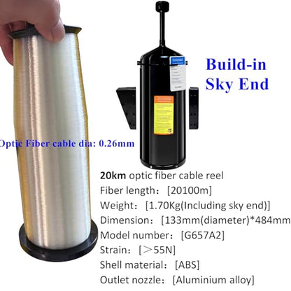 20km Long FPV Optical Fiber Reel with Build-In Sky End Optic Fiber Cable Image Data Module, Wired Signal Transmission Optical Receiver Opticallink Ground Station GBD for FPV Drone Accessories (20km) - size: 20km