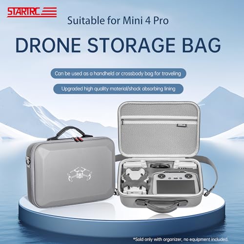 Hard Carrying Case for Dji Mini 4 Pro (with RC2 Controller), Waterproof PU Portable Travel Shoulder Bag and Handbag 2 in 1