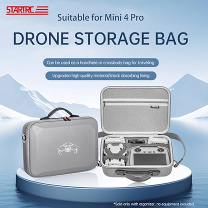 Hard Carrying Case for Dji Mini 4 Pro (with RC2 Controller), Waterproof PU Portable Travel Shoulder Bag and Handbag 2 in 1