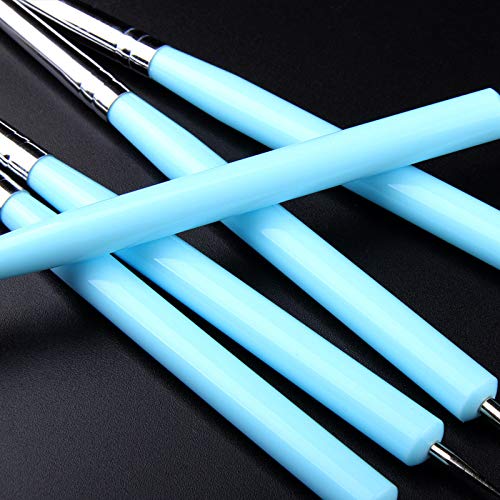 5 pcs/Set Soft Pottery Clay Tool Silicone & Stainless Steel Two Head Sculpting Polymer Modelling Shaper Art Tools Blue - size: 15cm