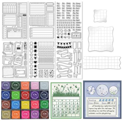 29 Pcs Journal Stamps for Crafting Card Making Supplies Set - style: 29Pcs Planner Clear Stamps