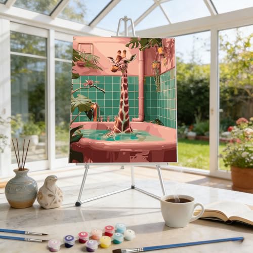 zpptAugs Paint by Numbers Kit for Adults Beginners，Giraffe Funny Adult Paint by Number Kits on Canvas,Digital Oil Number Painting Kits for Home Decor Gift 12"x16"(Without Frame)