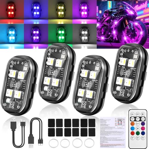 4LEDs Wireless LED Strobe Lights, Rechargeable Anti-Collision Warning Light - size: 4PCS (Upgraded 4LEDs)
