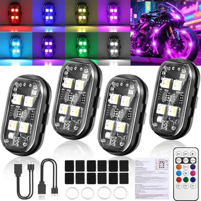 4LEDs Wireless LED Strobe Lights, Rechargeable Anti-Collision Warning Light - size: 4PCS (Upgraded 4LEDs)